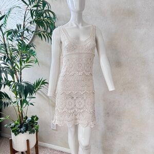 Blue Island Crochet Boho Swimsuit Cover-Up Dress Sz S/M